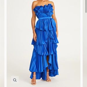 AMUR Judah Pleated Gown - Blue (Deep Waters)